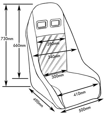 afmetingen Retro Kuipstoel met doorvoer van Gordels