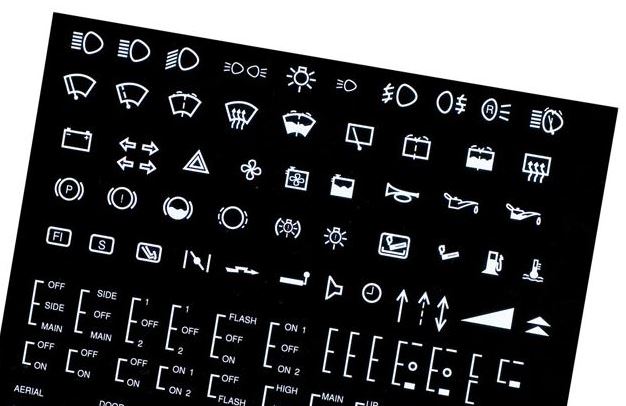 Stickers voor markering van diverse schakelaars en functies