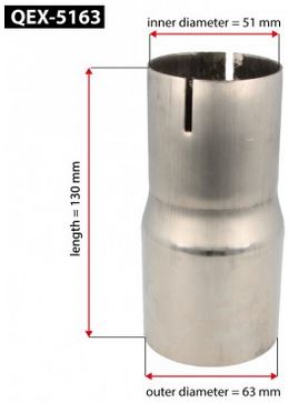 afmetingen qsp uitlaatverloop 51 naar 63mm