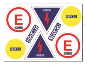 sparco stickervel symbolen
